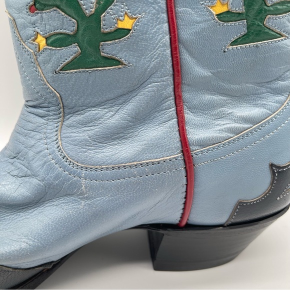 RELISTED Larry Mahan Prickly Pear Cactus Western Cowgirl Boots Blue Red Rodeo 7 - Picture 14 of 16